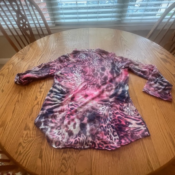 David Cline Crushed Long Sleeve Semi Sheer Pink Jungle Dyed Button Down M Artsy - Picture 2 of 9